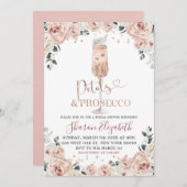 Rose Gold Dusty Petals and Prosecco Bridal Shower Kaart (Voorkant / Achterkant)