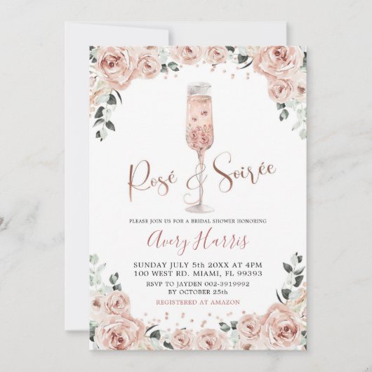 Rose Gold Dusty Pink Rose Soiree Bridal Shower Kaart (Voorkant)