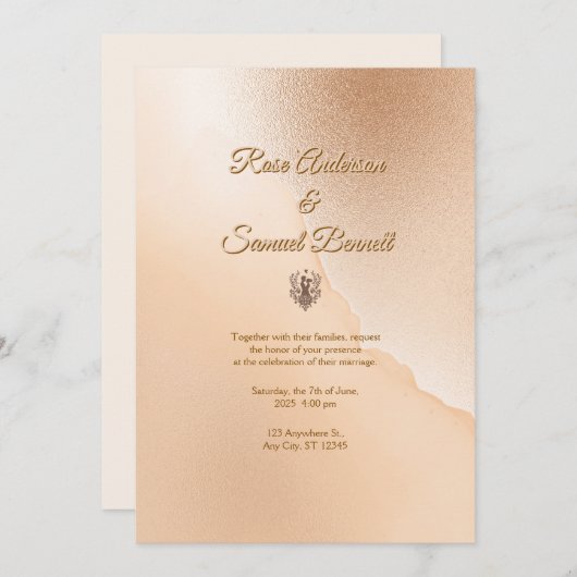 Rose Gold Elegant Wedding Invitation Kaart (Voorkant / Achterkant)