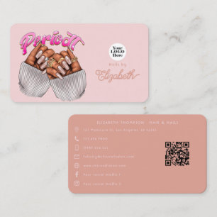 Rose Gold en Blush Roze Periodt Nagelsalon Visitekaartje