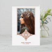 Rose Gold Encaje Español Real Metálico Mis Quince Folie Uitnodiging (Staand Voorkant)