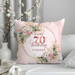 Rose Gold Eucalyptus Floral Pillow 70th Birthday  Kussen<br><div class="desc">✅ For matching items search 36-70 in my collections ✅ Celebrate 70 years in style with this shimmering rose gold pillow. Featuring dusty pink, blush pink, and light pink watercolor flowers, lush greenery, eucalyptus accents, and a gold frame, this boho, floral, and bohemian design makes a perfect gift for a...</div>
