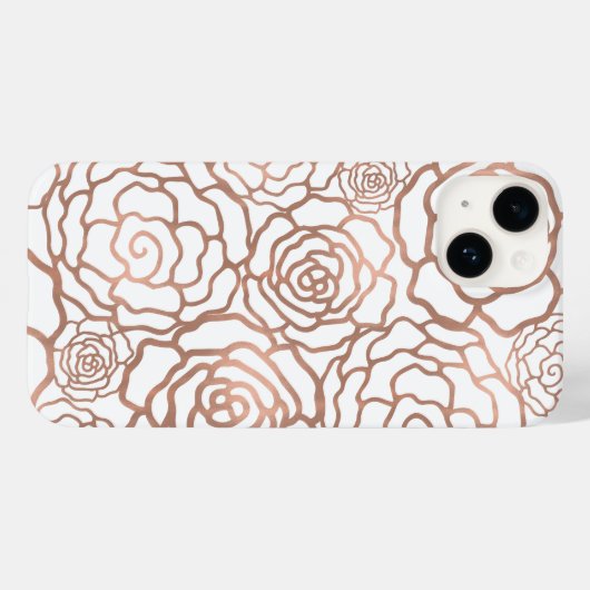 Rose Gold Faux Foil | White Floral Lattice Case-Mate iPhone Case (Achterkant (horizontaal))