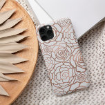 Rose Gold Faux Foil | White Floral Lattice Case-Mate iPhone 14 Hoesje<br><div class="desc">Dress your phone up in gleaming faux rose gold foil! Phone case features a floral lattice pattern of roses and camellias in rose gold foil effect on a crisp,  clean white background. PLEASE NOTE: foil is a printed image.</div>