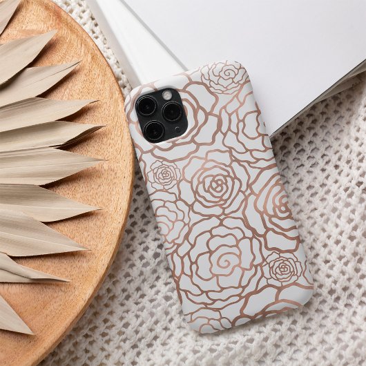 Rose Gold Faux Foil | White Floral Lattice Case-Mate iPhone Case