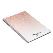 Rose Gold Faux Glitter Schaduw Name Notebook Notitieboek (Rechterzijde)