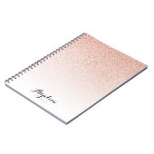 Rose Gold Faux Glitter Schaduw Name Notebook Notitieboek (Linkerzijde)