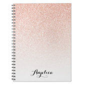 Rose Gold Faux Glitter Schaduw Name Notebook Notitieboek (Voorkant)