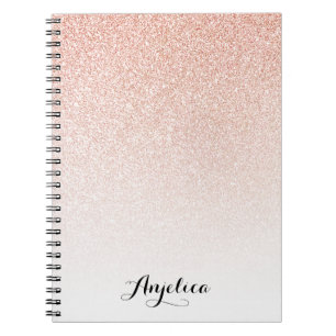 Rose Gold Faux Glitter Schaduw Name Notebook Notitieboek