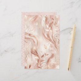 Rose Gold Feminine Aesthetic Two-Sided Paper Sheet