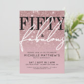 Rose Gold Fifty Fabulous 50th Birthday Party Kaart (Staand voorkant)