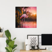 Rosé Gold Flamingo Serenity Poster (Thuiskantoor)