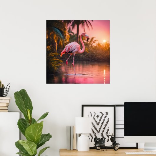 Rosé Gold Flamingo Serenity Poster (Thuiskantoor)