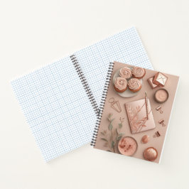 Rose Gold Flat Lay with Blush Office and Sweets Notitieboek