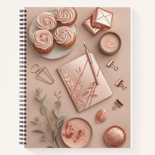 Rose Gold Flat Lay with Blush Office and Sweets Notitieboek (Voorkant)