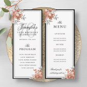 Rose Gold Floral 70th Birthday Program Menu  Kaart