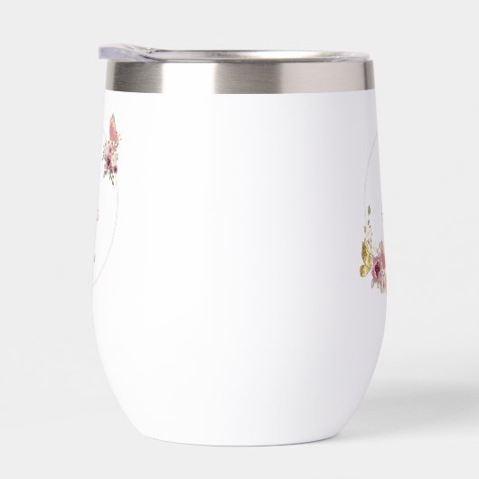 Rose Gold Floral Butterfly Custom Text (Rechts)