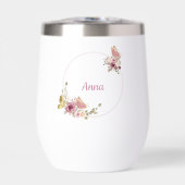 Rose Gold Floral Butterfly Custom Text (Voorkant)