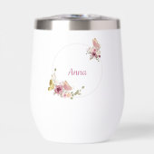 Rose Gold Floral Butterfly Custom Text (Voorkant)