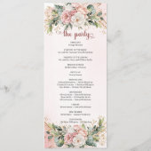 Rose Gold Floral Eucalyptus Elegant Wedding Agenda Programmakaart (Achterkant)