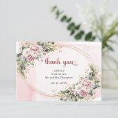 Rose Gold Floral Eucalyptus Elegant Wedding Bedankkaart (Staand voorkant)