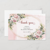 Rose Gold Floral Eucalyptus Elegant Wedding Bedankkaart (Voorkant / Achterkant)
