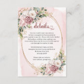 Rose Gold Floral Eucalyptus Wedding Details Card Informatiekaartje (Voorkant)