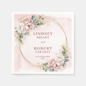 Rose Gold Floral Gold Glitter Greenery Wedding  Servet (Voorkant)