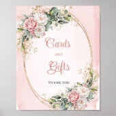 Rose Gold Floral Greenery Cards and Gifts Party  Poster (Voorkant)