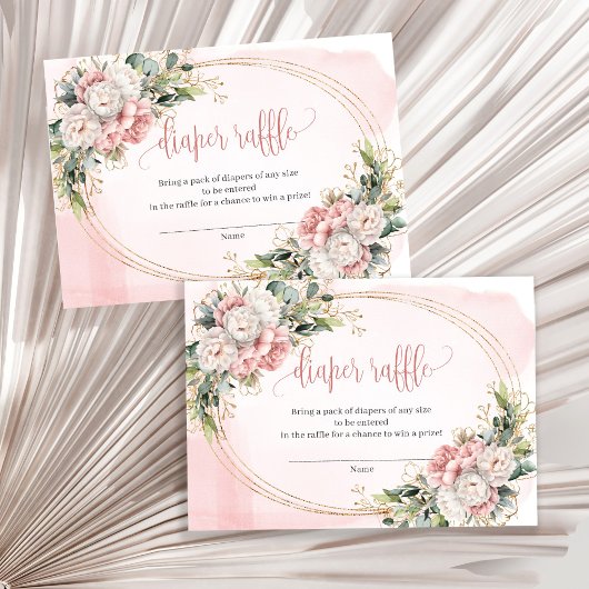 Rose Gold Floral Greenery Girl Baby Raffle Ticket Informatiekaartje