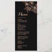 Rose Gold Floral Line Art Black Wedding Menu (Voorkant)