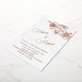 Rose Gold Floral Line Art | Photo Wedding Folie Uitnodiging (Gedraaid)
