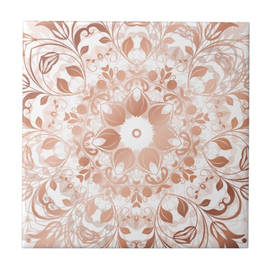Rose Gold Floral Mandala Tegeltje (Voorkant)