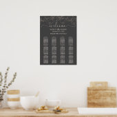 Rose gold floral silhouette Seating Chart Poster (Keuken)