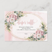 Rose Gold Flowers Eucalyptus Baby Girl Raffle Card Informatiekaartje (Voorkant)