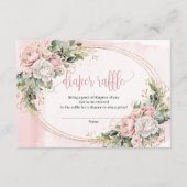 Rose Gold Flowers Eucalyptus Baby Girl Raffle Slip Informatiekaartje (Voorkant)