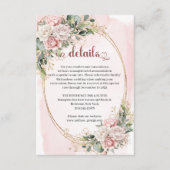 Rose Gold Flowers Greenery Wedding Details Card Informatiekaartje (Voorkant)