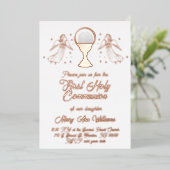 rose gold foil angels  First Communion Folie Uitnodiging (Staand Voorkant)