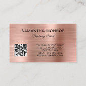 Rose Gold Foil Fancy Monogram QR Code Visitekaartje (Achterkant)