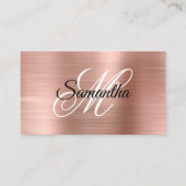 Rose Gold Foil Fancy Monogram QR Code Visitekaartje (Voorkant)