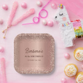 Rose Gold Foil Glitter 80th Birthday Name Papieren Bordje (Feest)