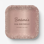 Rose Gold Foil Glitter 80th Birthday Name Papieren Bordje (Voorkant)