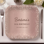 Rose Gold Foil Glitter 80th Birthday Name Papieren Bordje