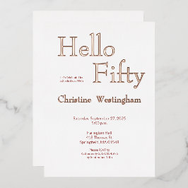 Rose Gold Foil Hello Fifty 50th Birthday Party Folie Uitnodiging