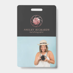 Rose Gold Fotograaf Logo Foto Naambadge Badge