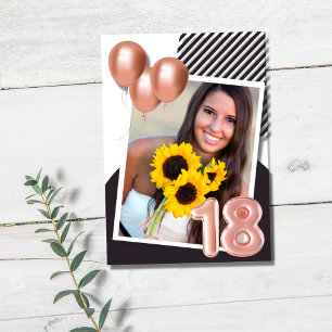 Rose Gold Girl Foto 18e Verjaardagsfeestje Kaart