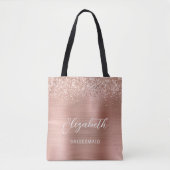 Rose Gold Glam Metallic Modern Script Bridesmaid Tote Bag (Voorkant)