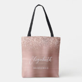 Rose Gold Glam Metallic Modern Script Bridesmaid Tote Bag (Achterkant)