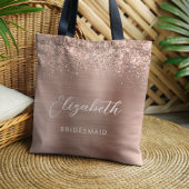Rose Gold Glam Metallic Modern Script Bridesmaid Tote Bag