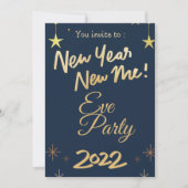 Rose Gold Glitter 2022 New Year's Party Invitation Kaart (Voorkant)